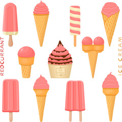 Big set various sweet tasty natural ice cream