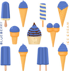 Big set various sweet tasty natural ice cream