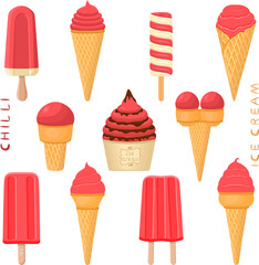 Big set various sweet tasty natural ice cream