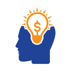head, bulb, light, creative business idea icon