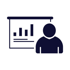 Fototapeta premium man, business grow, graph, presentation, online business grow presentation icon