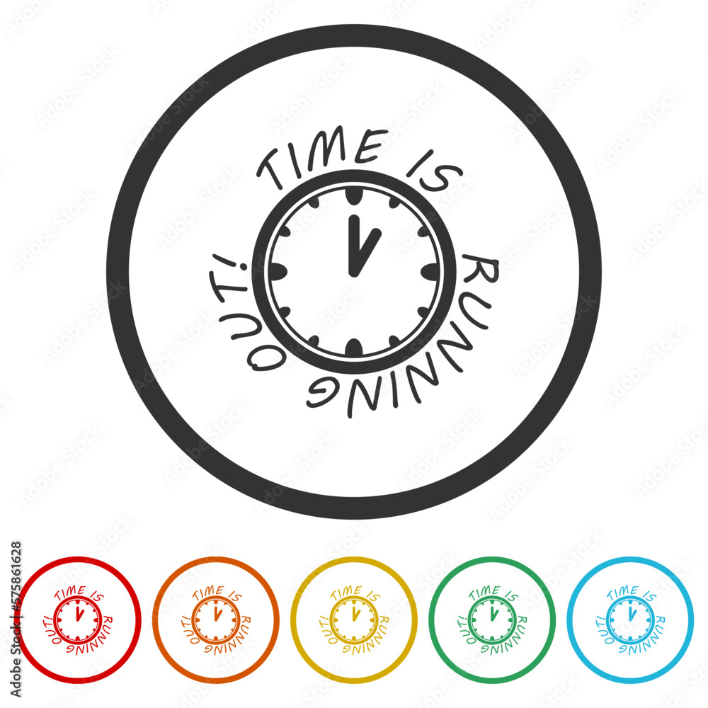 Poster time is running out icons in color circle buttons