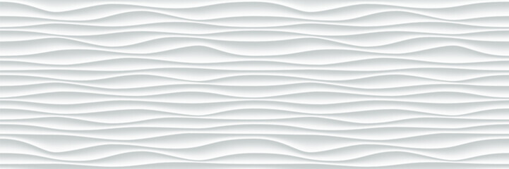 White wave pattern background with seamless wave wall texture. Vector trendy ripple wave wallpaper interior decoration or seamless 3d geometry design - 575861845