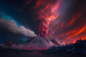 Volcanic Eruption with a mushroom cloud