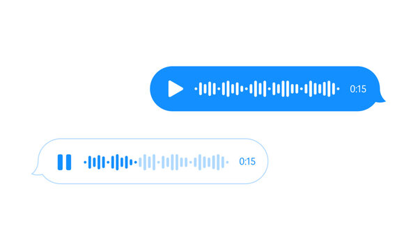 Voice message bubble, audio chat UI UX interface, vector messenger voice record. Voice message audio record or messenger chat bubbles for mobile phone