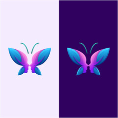 Awesome Abstract Butterfly Face Human Premium Logo Vector