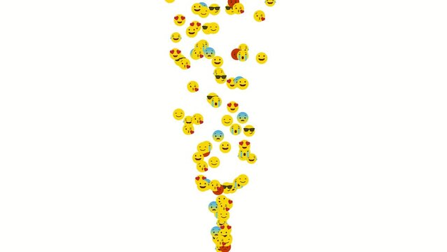 Fountain of Social Media Icons Rising Up on a White Background