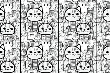 Seamless pattern doodle cats
