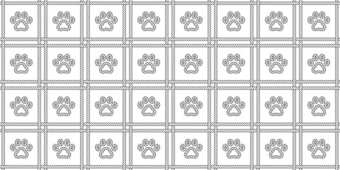 dog footprint seamless rope pattern pet paw cat french bulldog vector cartoon scarf isolated repeat wallpaper tile background doodle illustration design