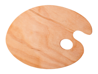 Wooden art palette on transparent background. png file