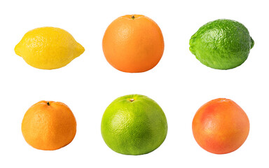 citrus fruit set on transparent background. png file