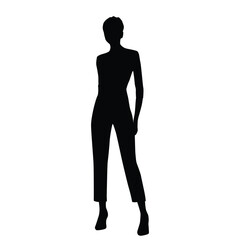 Silhouette of a woman standing,  business people,vector illustration, black color, isolated on white background