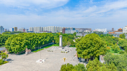 Aerial photography of Martyrs Cemetery and North China Revolutionary War Memorial Hall of North China Military Region, Shijiazhuang City, Hebei Province, China