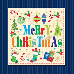 Fototapeta na wymiar christmas greeting card with christmas text and decorations