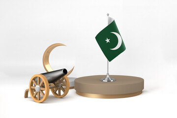 Ramadan Pakistan With Cannon and Crescent 3D Rendering