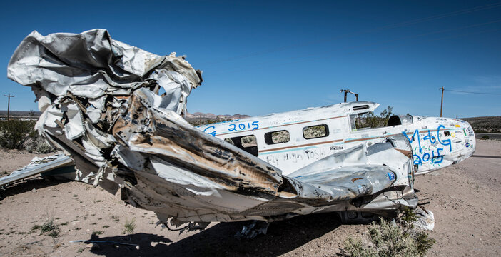 Plane wreck in the Nevada Desert.