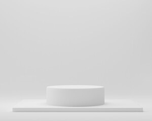 Minimal scene with composition empty cylinder pedestal podium for product and white abstract background. mock up geometric shape in concrete color. platforms for cosmetic 3d illustration..
