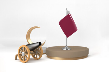Ramadan Qatar With Cannon and Crescent 3D Rendering