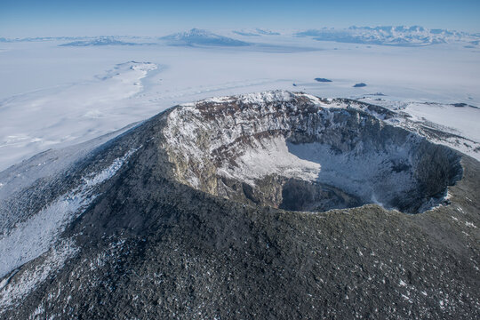 The summit crater of Mount Erebus, Antarctica.