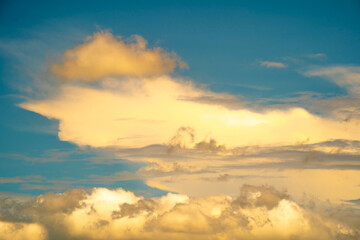 clouds and blue sunny sky,  white clouds over blue sky, Aerial view,  nature blue sky white cleat weather.