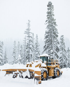 A plow vehicle parked at Mt. Baker Ski Area
