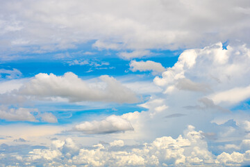 clouds and blue sunny sky,  white clouds over blue sky, Aerial view,  nature blue sky white cleat...