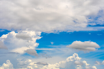 clouds and blue sunny sky,  white clouds over blue sky, Aerial view,  nature blue sky white cleat...