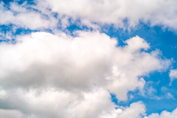 clouds and blue sunny sky,  white clouds over blue sky, Aerial view,  nature blue sky white cleat...