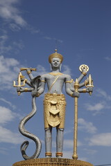Vishnu statue over a Battambang crossroads. Cambodia.