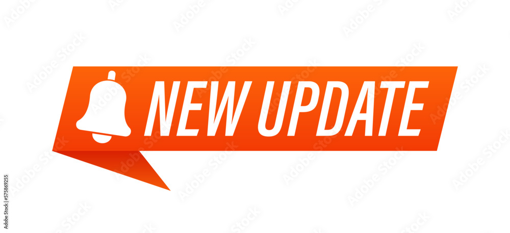 Poster modern label new update from bell. web banner element. web banner with notification bell. system sof