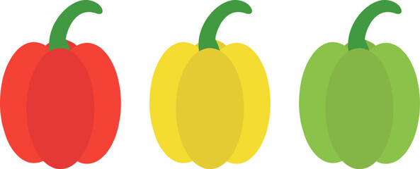 Bell pepper, vector. Bell pepper red, yellow and green. Can be used as a logo, icon.