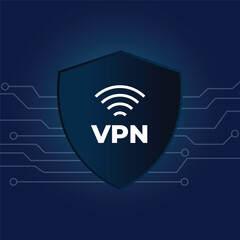 Secure VPN connection concept. Virtual private network. Cyber security, secure web traffic. Internet security software.