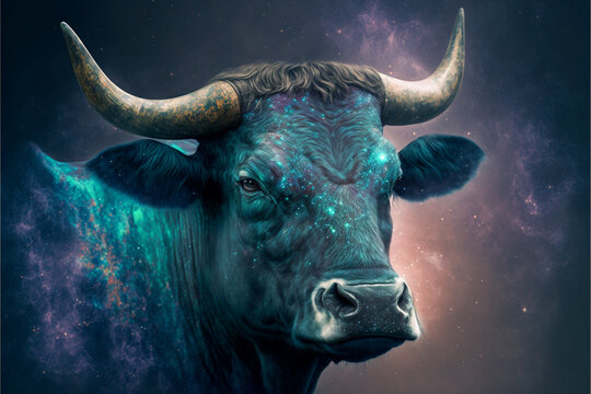 Taurus zodiac sign astrological zodiac circle, photo realistic magic background, generative ai