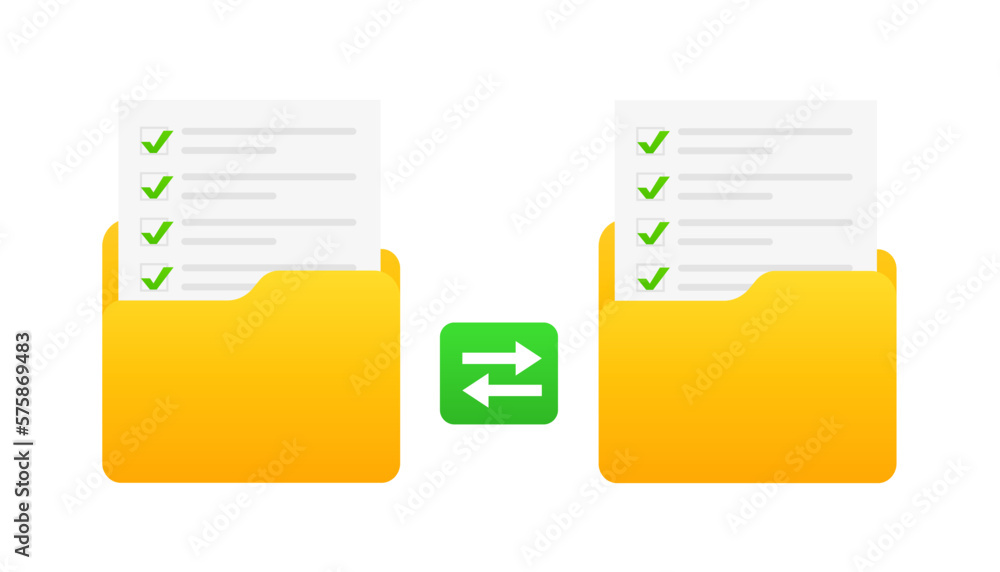 Poster transfer of documentation. folders with paper files.. can be used for website, app, logo, ui design.