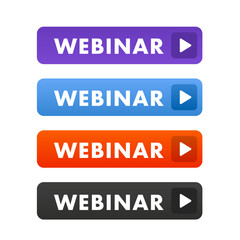 Fototapeta premium Webinar buttons. Set collection of Webinar button elements for ui ux web design template. Install symbol, simple design, for website or mobile app. Vector illustration