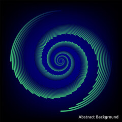 Blue and green gradient round lines abstract background in technology style.