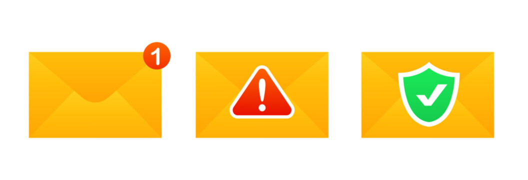 Alert message. Notification concept of new message or other notice. Unread email. Danger error alerts, virus or insecure messaging, spam. Vector illustration