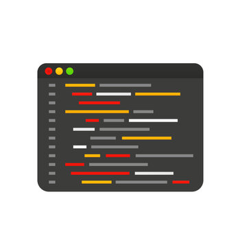 Programming language and program code. Programming coding. Programming web page. Software, web development, programming concept. Vector illustration