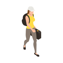 Travel Girl Isometric Composition