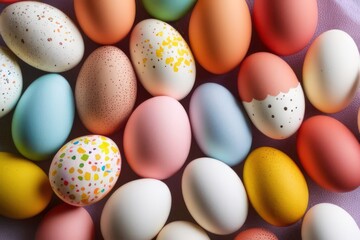 Fototapeta na wymiar easter eggs in a row background created with generative AI