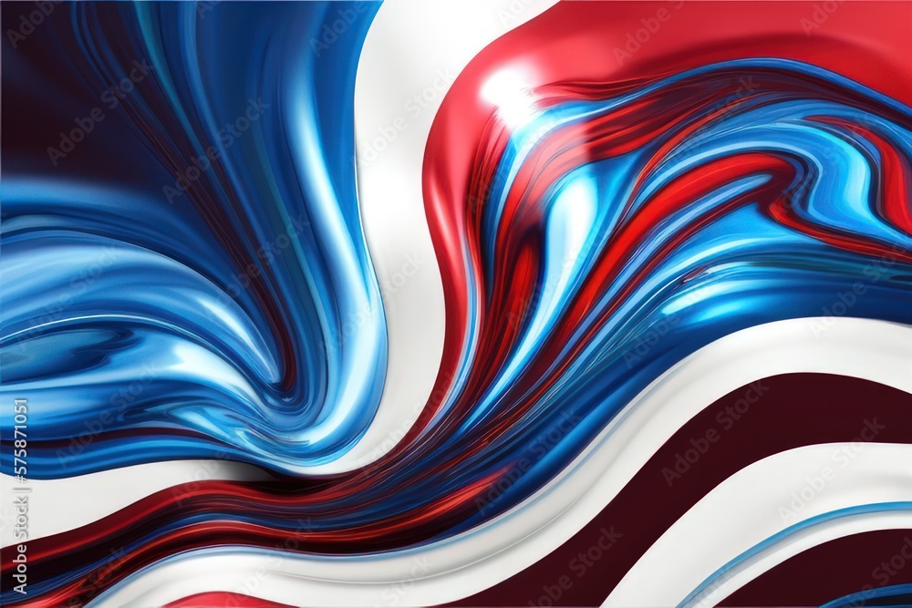 Wall mural blue red and white liquid flow background created with generative ai