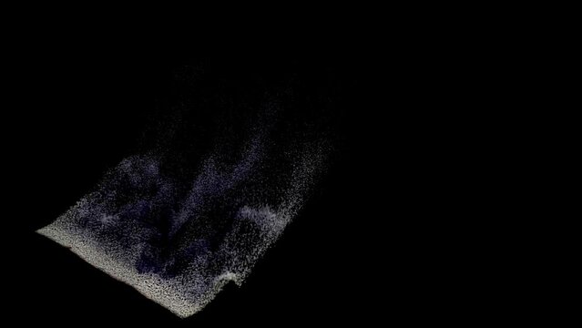 A concept animation showing a half dissolved flat pound paper bank note on a black background
