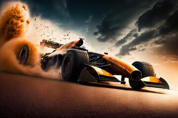 Race car on track, motor sport racing car. Generative AI Technology