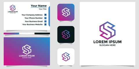 S letter logo design and branding card