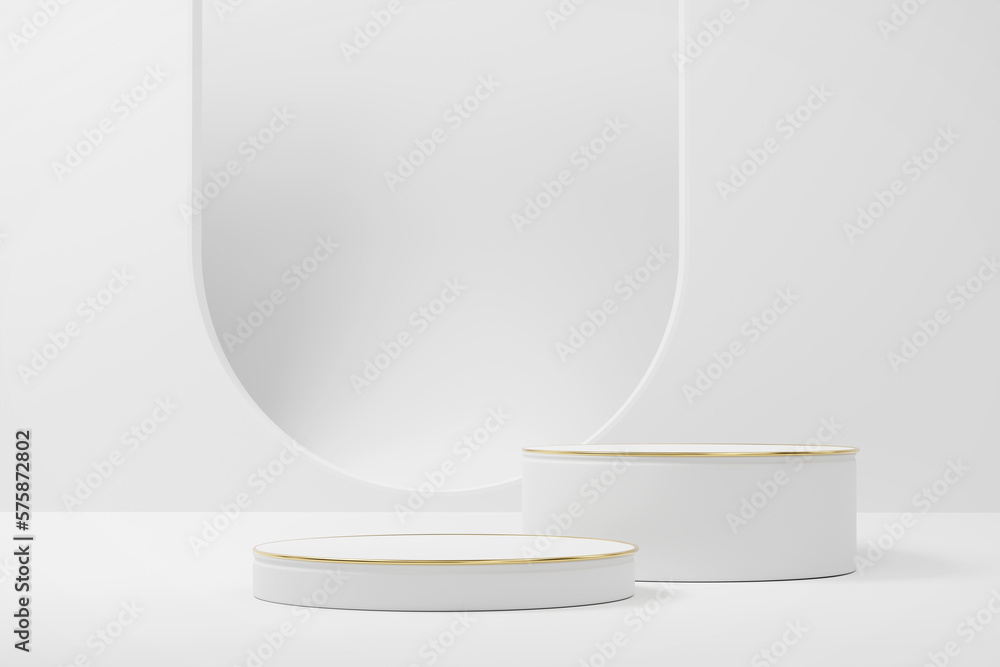 Poster abstract white platform podium showcase for product display 3d rendering
