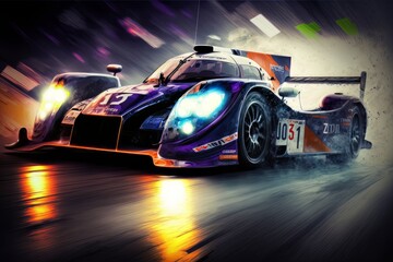 Race car on track, motor sport racing car. Generative AI Technology