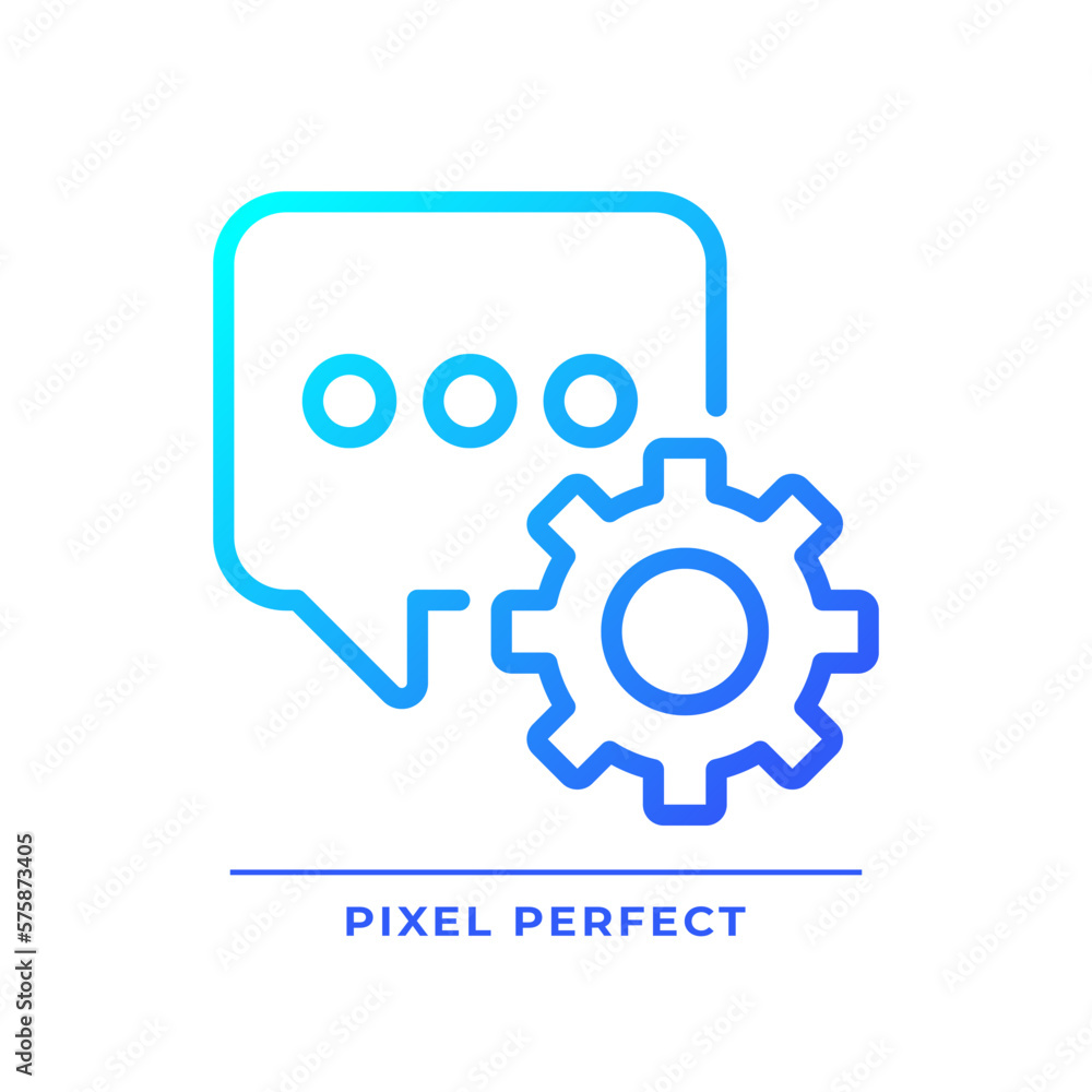 Poster message settings pixel perfect gradient linear vector icon. messenger app configurations. chat bubbl
