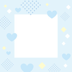 パステルブルーのハート柄のフレーム