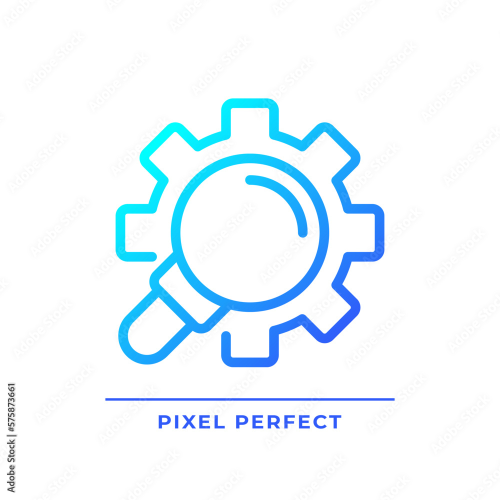Poster extended search pixel perfect gradient linear vector icon. search engine inquiry customization. filt