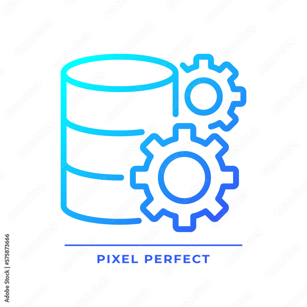 Poster data settings pixel perfect gradient linear vector icon. database configurations. storage adjustment